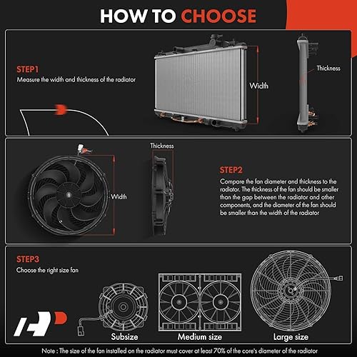 Miniatura 6 de A-Premium 6.5'' 6.5 inch Slim Fan Pull Universal Electric Radiator Cooling Fan Assembly, 12V 80W with Mount Kit