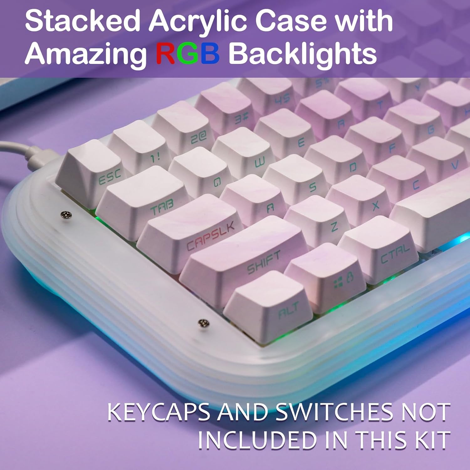 EPOMAKER Mini Cat 68 65% Hot Swappable Acrylic RGB Wired Mechanical Gaming DIY Keyboard Kit with Refinedly Tuned Stabilizers, Stacked Acrylic Case, Compatible with Windows/Mac