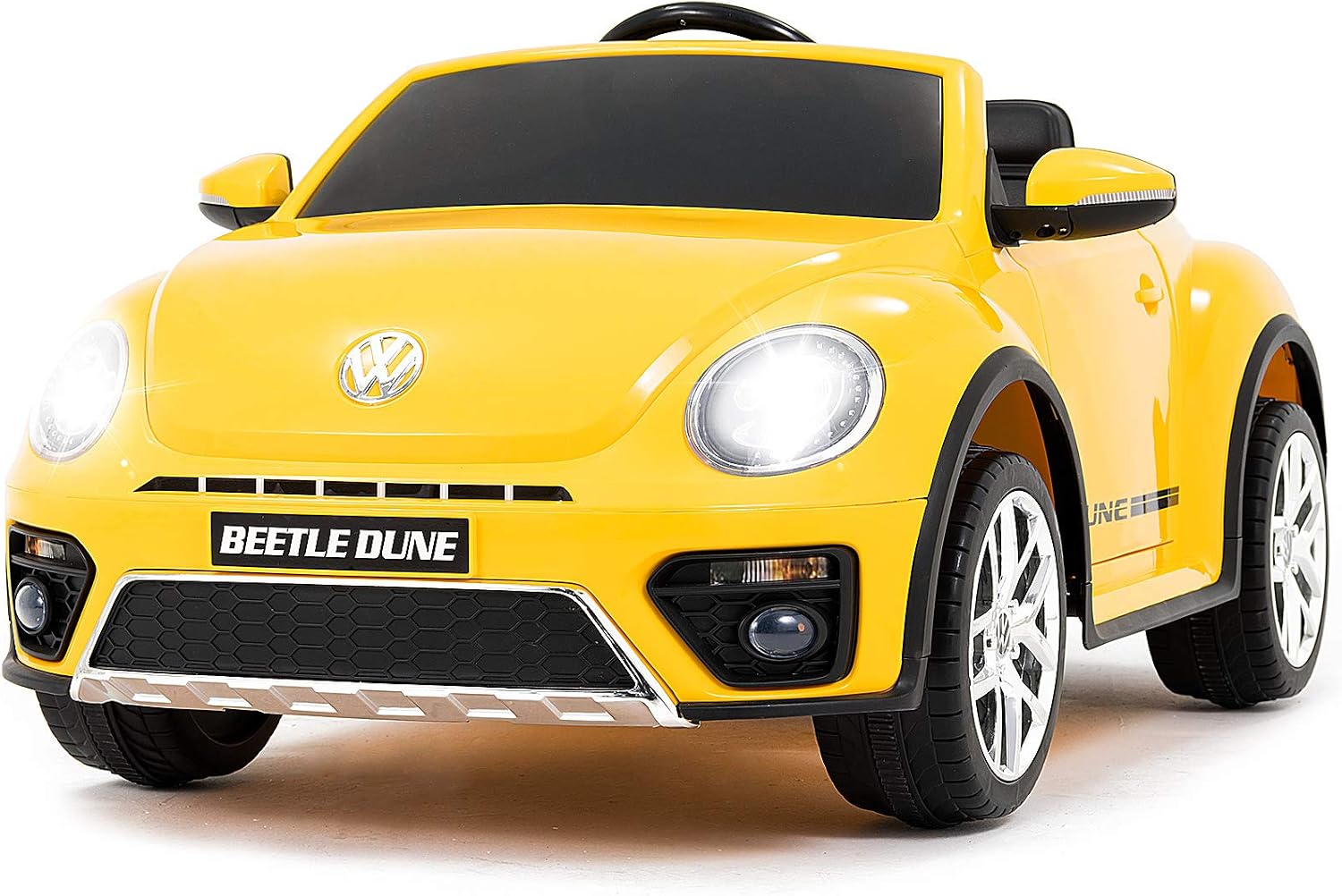 Uenjoy Volkswagen Beetle 12V Kids Electric Ride on Cars Battery Powered Motorized Vehicles, Remote Control, Music, Bluetooth, Suspension, Double Door, Yellow