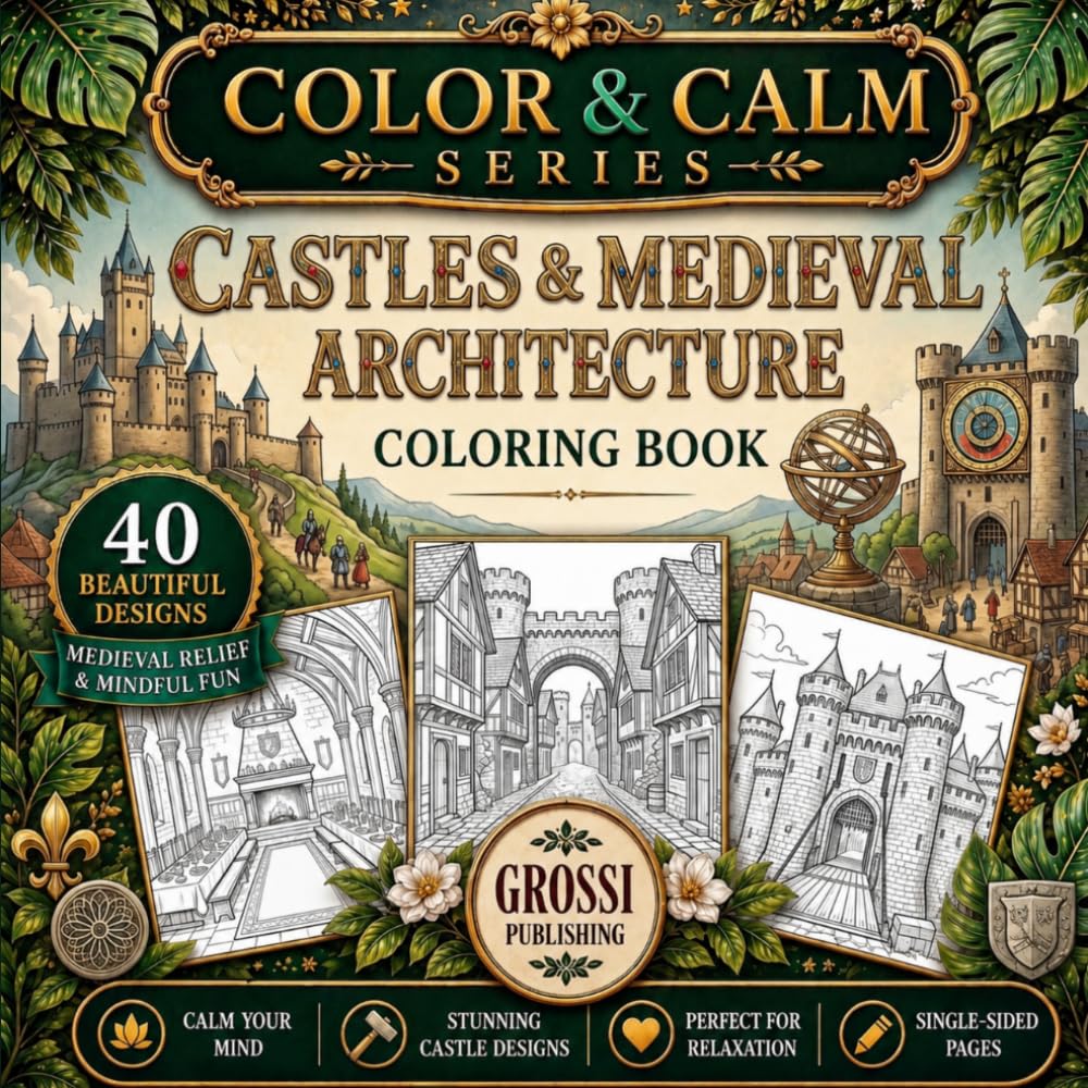 Castles & Medieval Architecture: An Adult Coloring Book of Castles, Cathedrals and Medieval Architecture (COLOR & CALM SERIES)