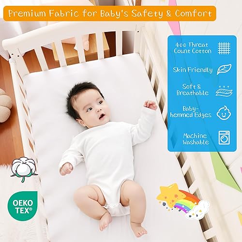 Miniatura 6 de Falda de cama para cuna, 100% algodón, natural, suave, transpirable para la piel delicada del bebé, falda de cama de cuna para bebés niños y niñas,