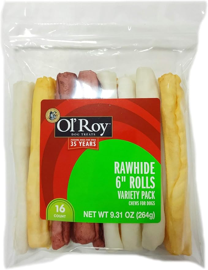 Ol' Roy 6" Rawhide Rolls Variety Pack 16 Count Per Pack