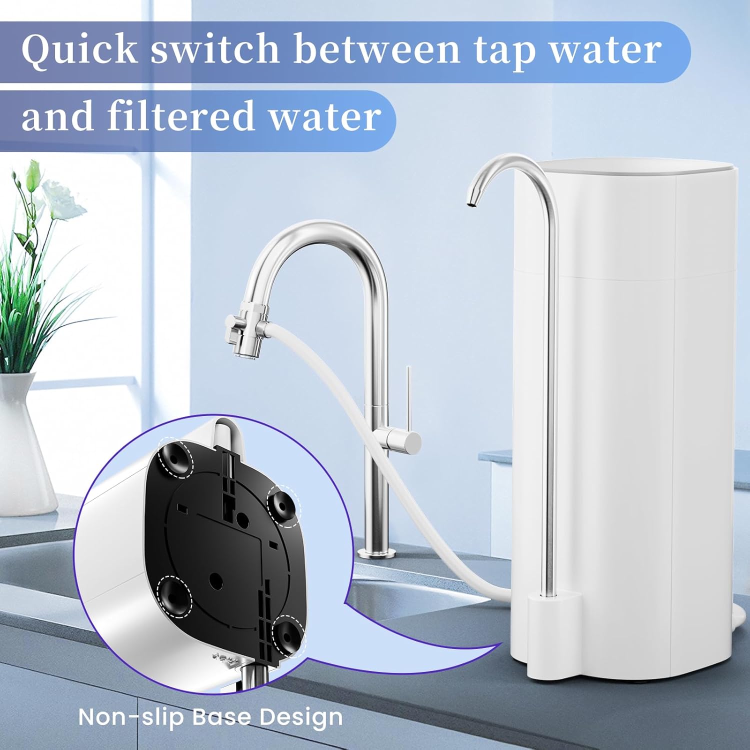 OM-CF02 Countertop Water Filter & OM-CF02 Replacement Filter, Reduces 99.99% Lead, Chlorine, Heavy Metals, Bad Taste & Odor (2 Filters Included)