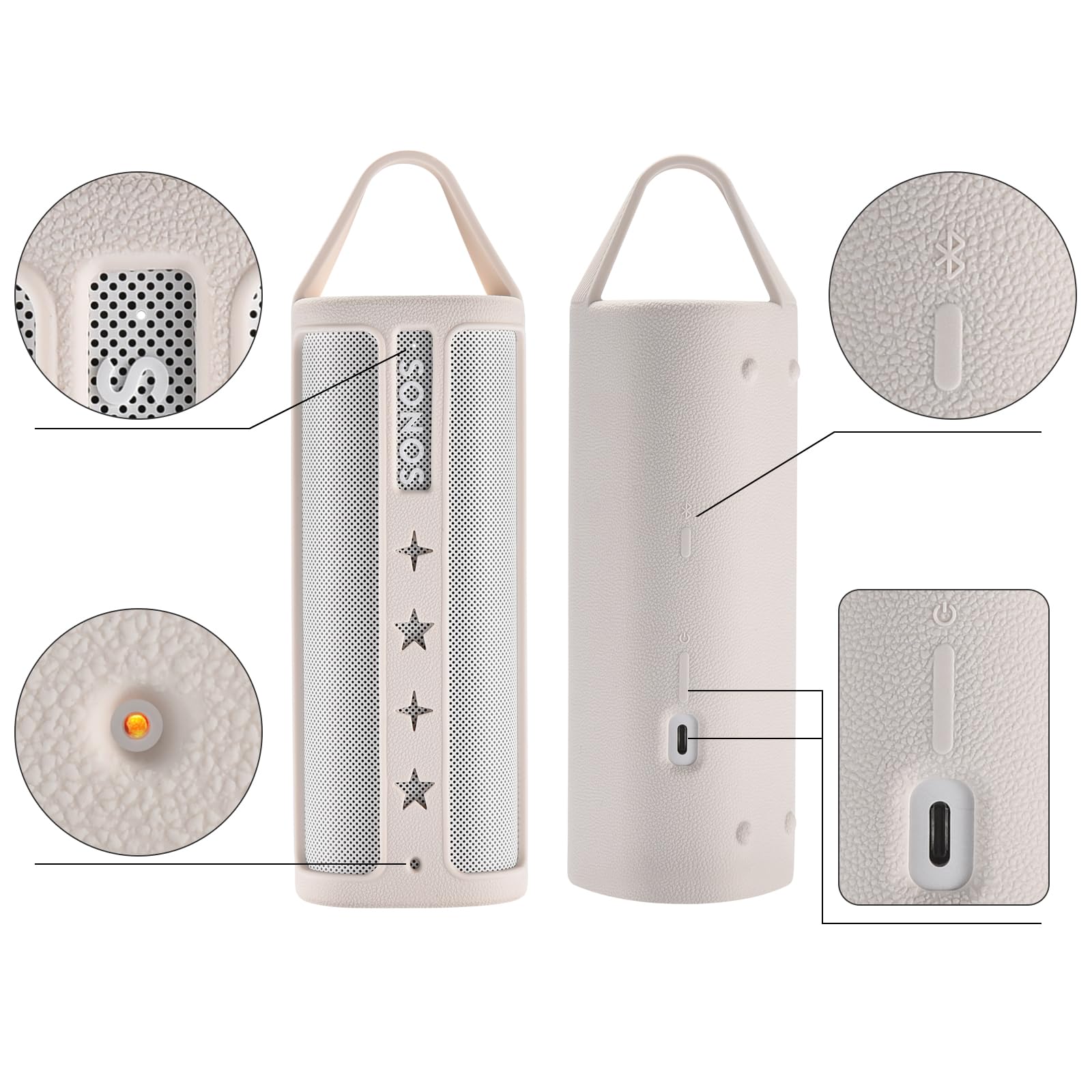 Custodia In Silicone + Custodia Rigida Per Altoparlante Sonos Roam – Protezione Antiurto, Con Moschettone E Tracolla (Blu)