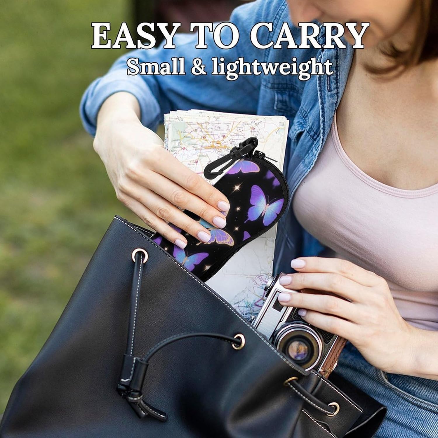 Colorful ButterflyPortable Neoprene Glasses Case image 5