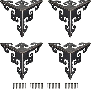 Upholstery, footrest Protector, 50x50x50mm Metal Box Corner Protectors Edge Guard Iron Bronze Tone 4pcs