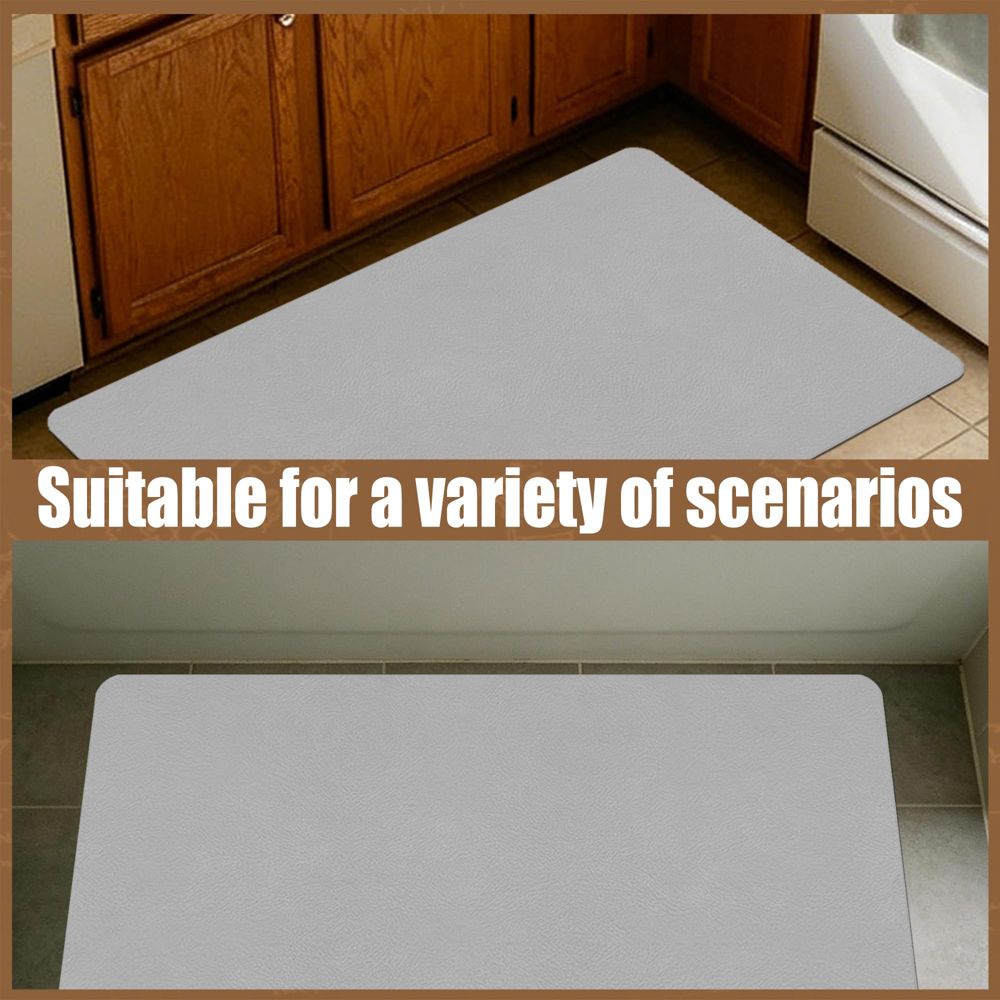 Alfombra Diatomita Baño 105 x 105 cm Super Absorbente Alfombra Baño Antideslizante Higiénico y Funcional para Bañera, Ducha, Cuarto de y Cocina, Gris Claro