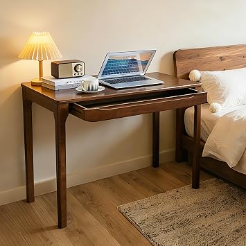 Widen Solid Wood Desk with Drawers, Wood Writing Desk for Small Space,Student Computer PC Desks,Home Desks for Work,Gaming Study Desk for Bedroom Escritorios Desk Table Walnut, 39
