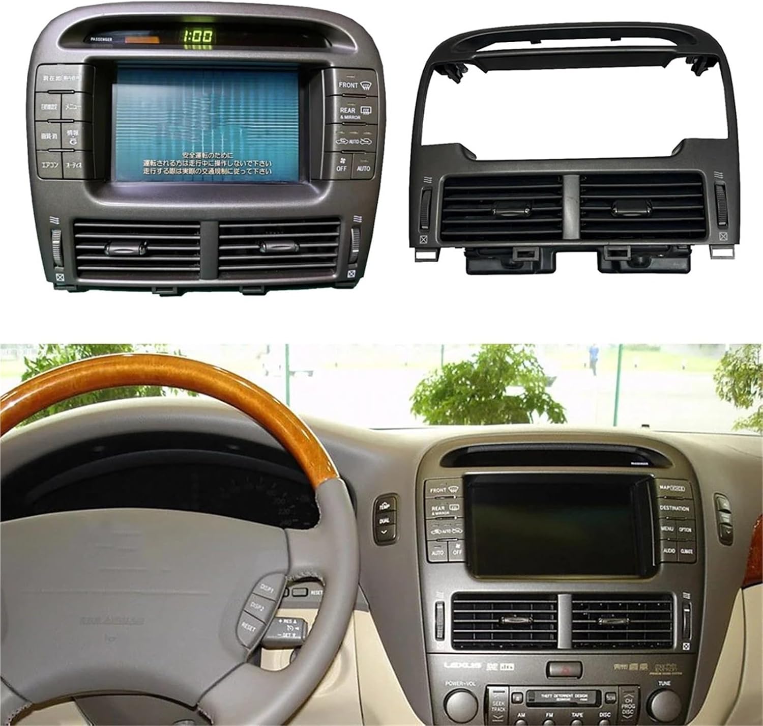 OEM Original Car Radio Compatible with Lexus LS430 UCF430 Central Control Air Conditioner Outlet Vent with Motor Frame(Frame AIR)