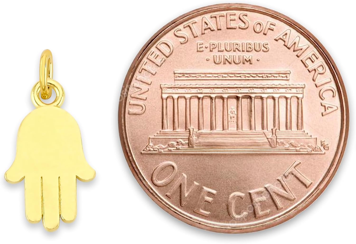 Solid Gold Hamsa Microcharm in 10k or 14k, Dainty Cute Protection Charm Symbol with Clasp