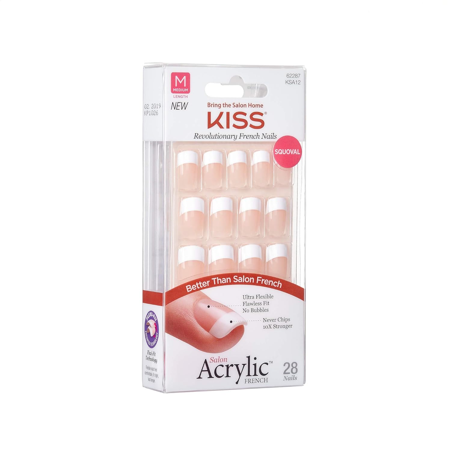Kiss Salon Acrylic French 28 Count Medium Length Nude (Pack of 6)
