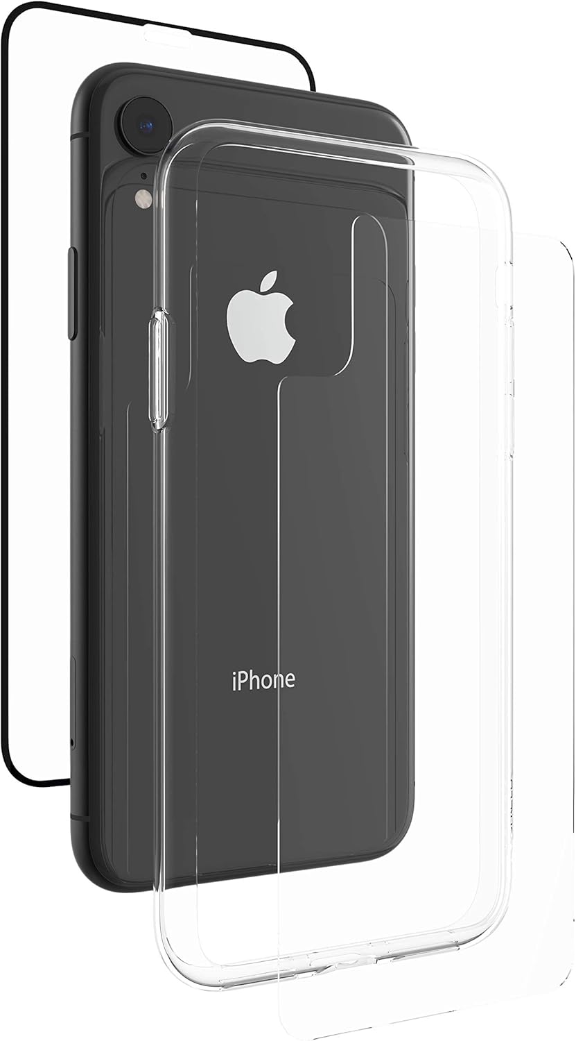 Holiday Deals 🛒 ZAGG InvisibleShield Glass+ 360 - Front + Back Screen Protection with Side Bumpers Made for Apple iPhone XR - Black, Clear