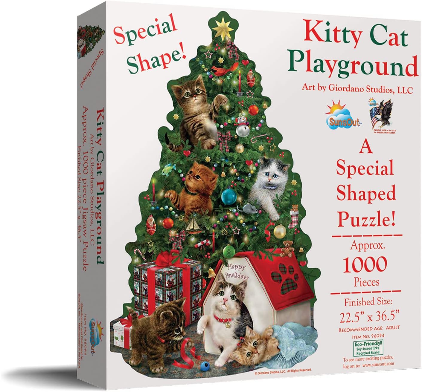 SUNSOUT INC - Kitty Cat Playground - 1000 pc Special Shape Jigsaw Puzzle by Artist: Giordano Studios - Finished Size 22.5" x 36.5" Christmas - MPN# 96094
