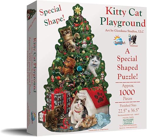 Miniatura 2 de SUNSOUT INC - Kitty Cat Playground - Rompecabezas de 1000 piezas de forma especial por artista Giordano Studios - Tamaño acabado 22.5" x 36.5"