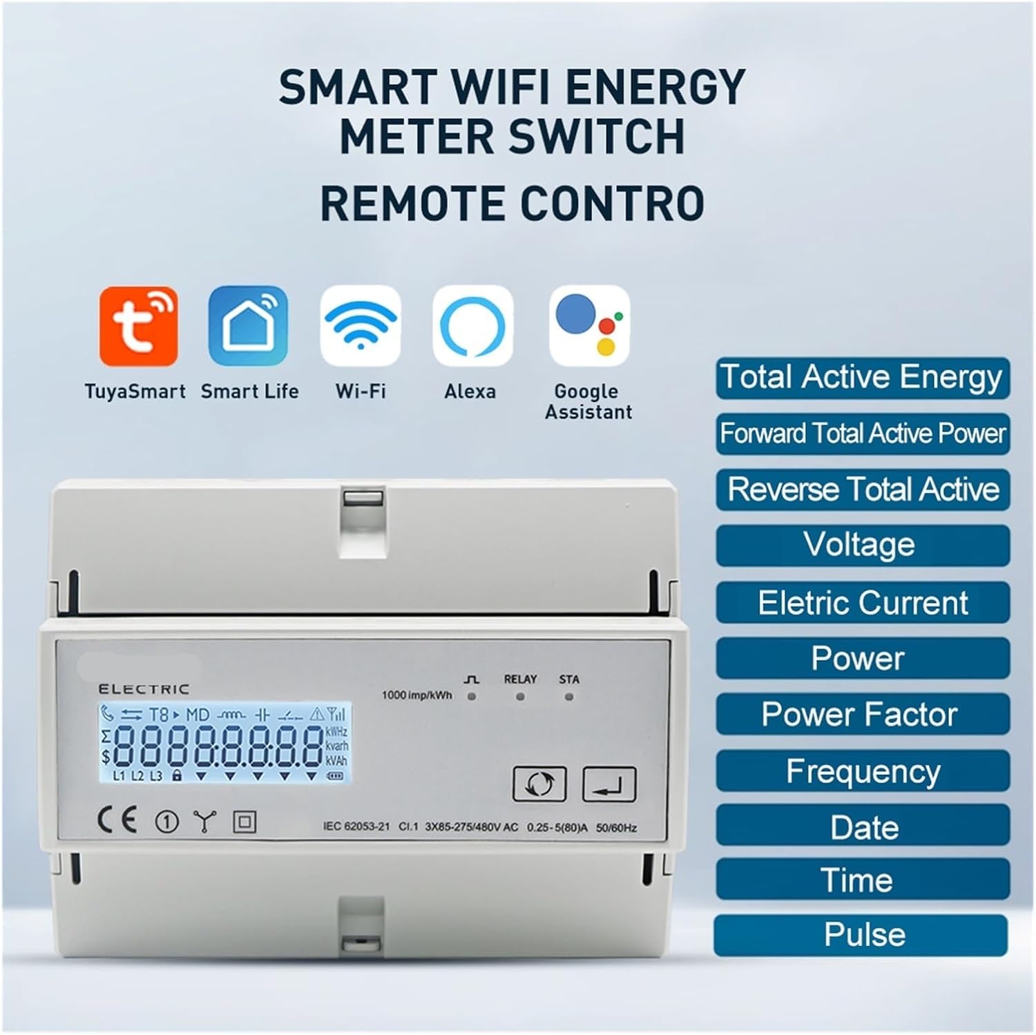 Three-Phase Two-Way Two-Way Energy Meter Monitoring Wattmeter Supports Modbus RTU 3 * 85/190V or 230/400VAC(with G06 Hub)