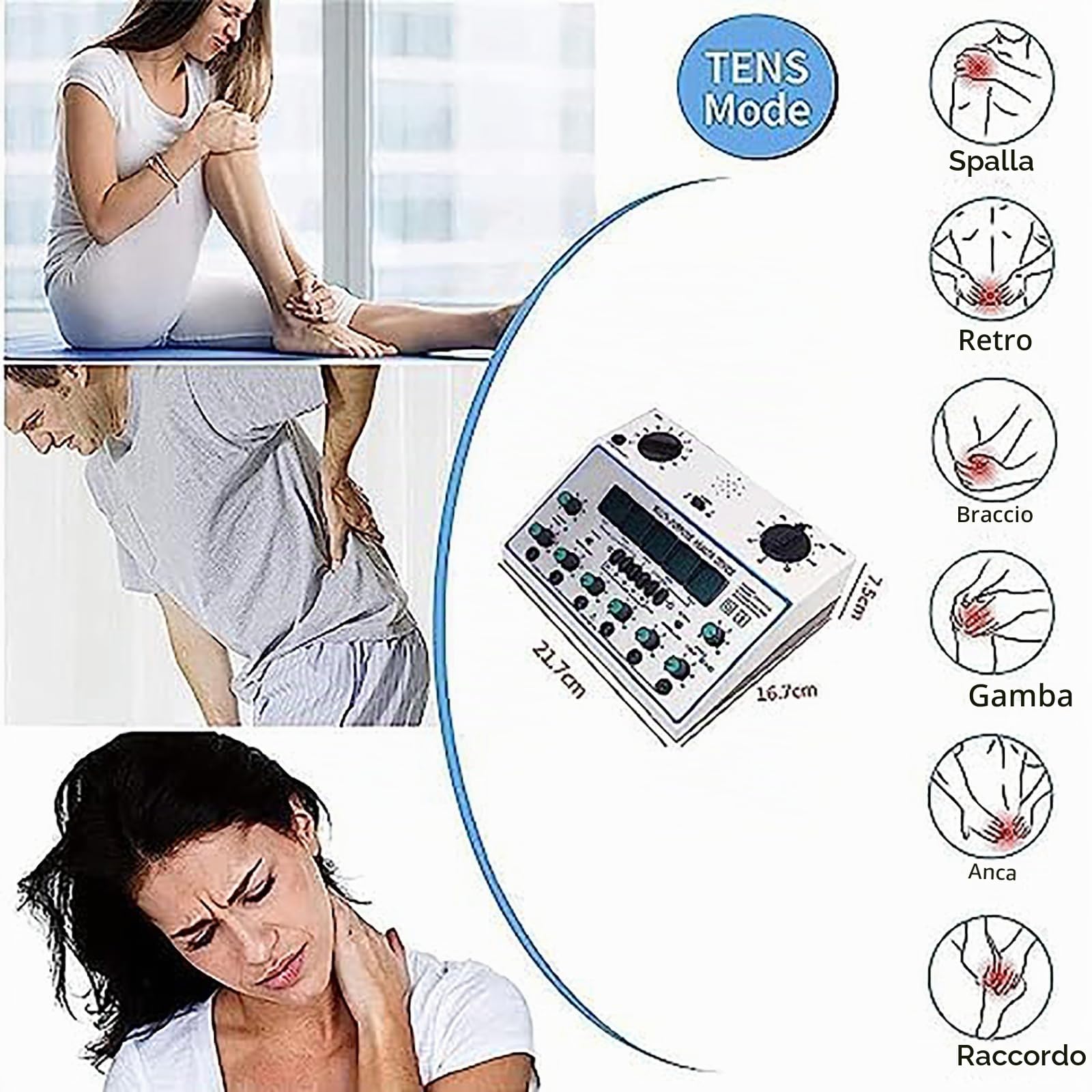 Dispositivo di Terapia Dell'elettroagopuntura, Massaggiatore di Impulsi a 6 Canali, Kit di Fisioterapia Portatile per Sollievo dal Dolore E Rilassamento Muscolare
