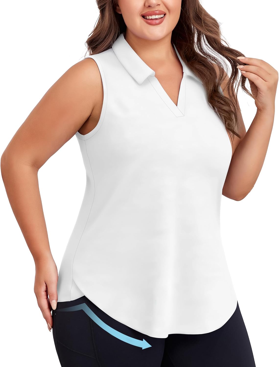 FOREYOND Plus Size Womens Golf Shirt Sleeveless Polo Shirts Collared V Neck Tennis Tank Tops Quick Dry Workout Outfits - Image 2