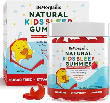 Kids Bedtime Gummies 30 Gummies Magnesium Glycinate, L-Theanine, Chamomile, Lavender, Tart Cherry, Vitamins B6 & D3 Natural Relaxation & Sleep Support Vegan, Sugar-Free, Strawberry Flavour
