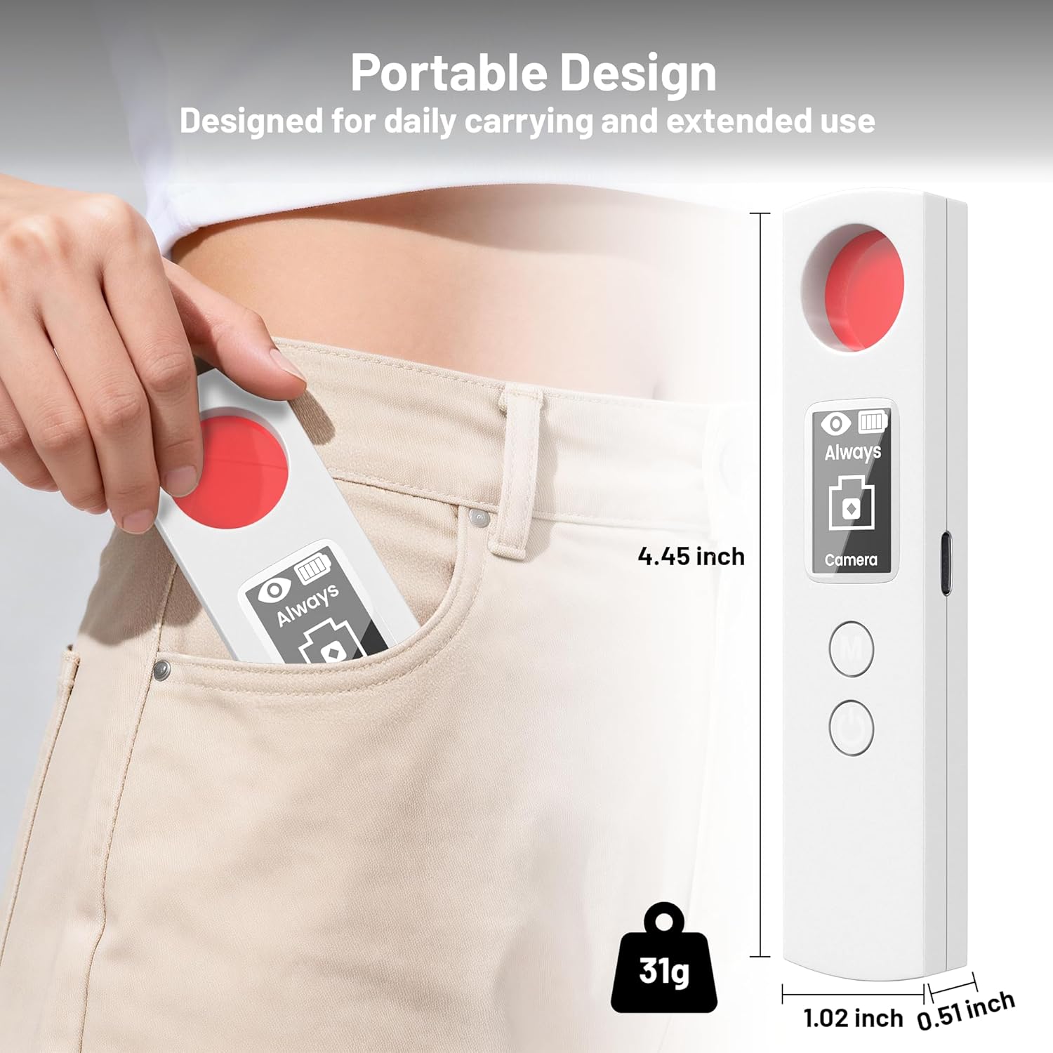 Hidden Camera Detector 6-in-1 Spy Camera Finder GPS Tracker & Bug Detector RF Signal Scanner Portable Privacy Protector Hidden Device Detector for Hotels/Travel/Car/Office (White)