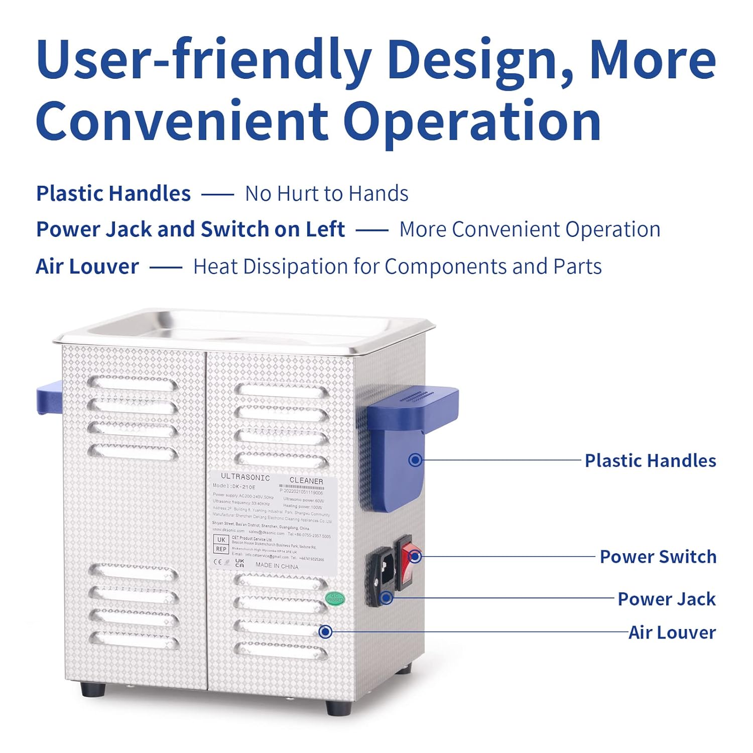 DK SONIC Ultrasonic Cleaner - Ultrasonic Jewelry Cleaner,Sonic Cleaner,Ultrasound Lab,Dental Tool,Carburetor Parts,Denture Cleaning Machine with Encoded Timer and Heater(0.53Gal-2L) : Industrial & Scientific