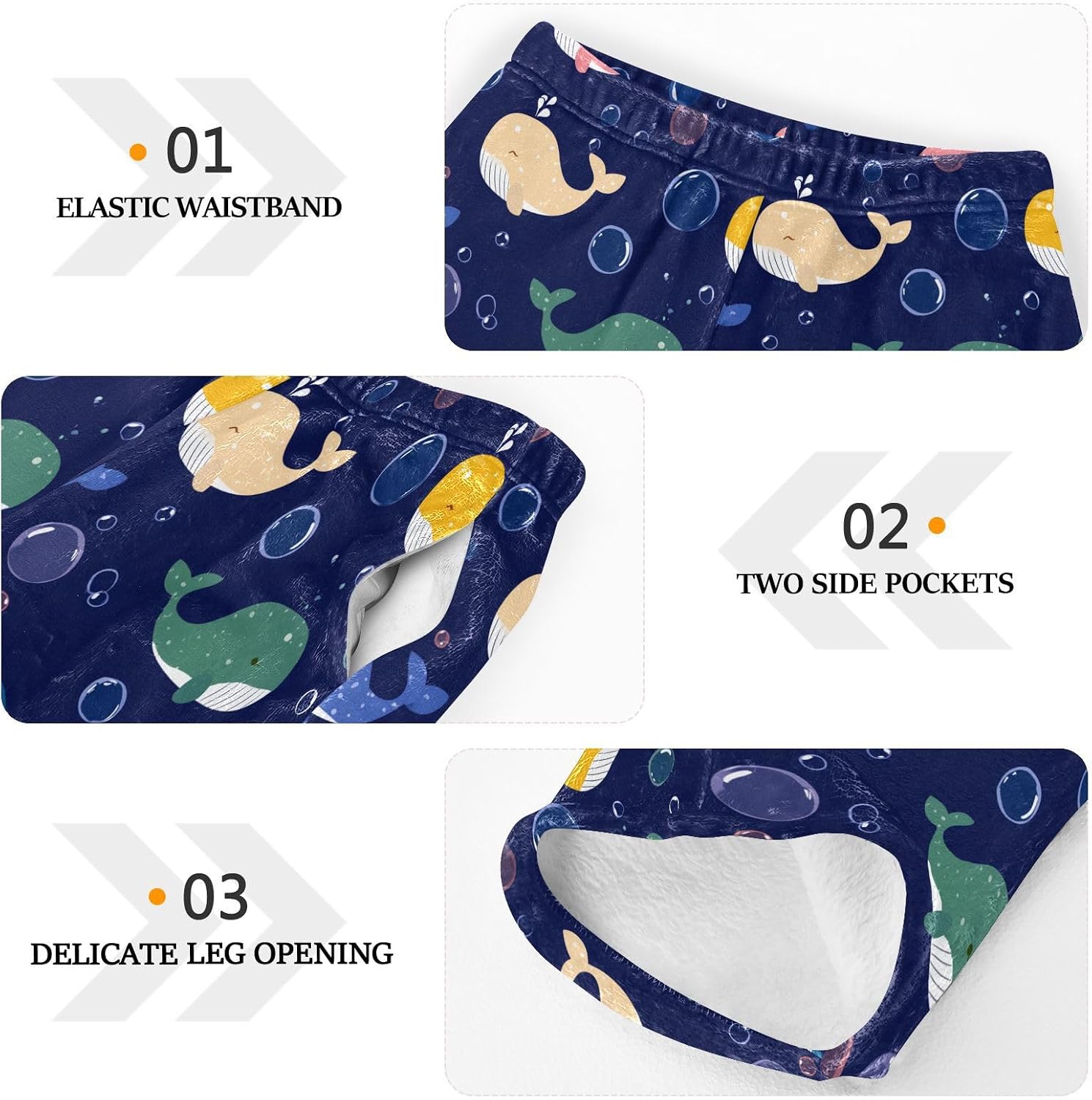 Whale Dolphin Bubbles Boys Pants for Kids Fleece Bottoms Long Jogger Pants Trousers with Pockets Size 6-14Y