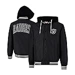 Ultra Game Adults NFL Official Hooded Bomber Satin Jacket, Las Vegas Raiders, Team Color, Medium