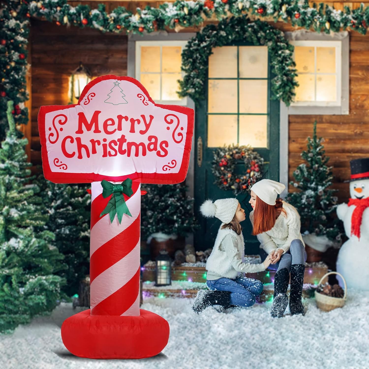 Christmas Inflatables Outdoor Decorations Merry Christmas Yard Sign Inflatables Sign 4 FT Xmas Blow up LED Light Built-in for Holiday Party Yard Xmas Decor - Image 5