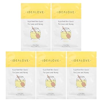 Idealove Superfood Skin Savior, For Love and Honey, 5 Beauty Sheet Masks, 0.68 fl oz 20 ml Each