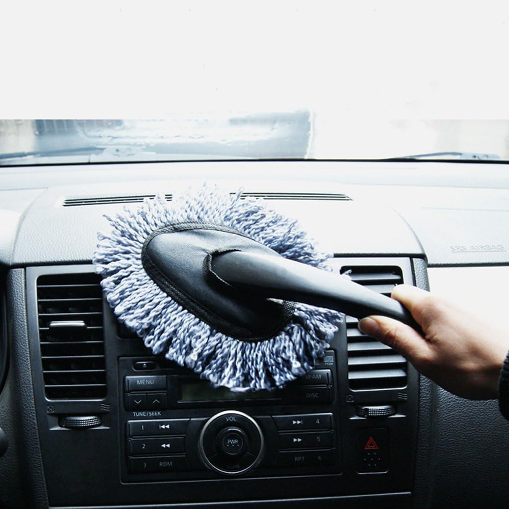 Multi-Functional Super Soft Microfiber Portable Car Dash Duster Car Interior and Exterior Cleaning Dirt Dust Tool Home Use Dusting Brush Gray
