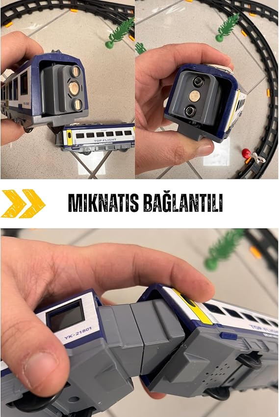 Giffy/Oyuncak Pilli Uzaktan Kumandalı 49 Parça Manyetik Tren Seti Vagonlar Mıknatıs İle Bağlanır Sesli Ve Işıklı 264 Cm Ray Uzunluğu