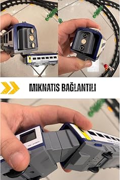 Giffy/Oyuncak Pilli Uzaktan Kumandalı 49 Parça Manyetik Tren Seti Vagonlar Mıknatıs İle Bağlanır Sesli Ve Işıklı 264 Cm Ray Uzunluğu