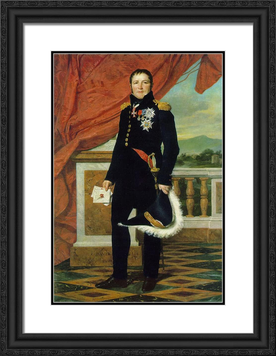 ArtDirect David, Jacques-Louis 19x24 Gold Ornate Framed Art Print with Double Matting Titled: Etienne Maurice Gerard