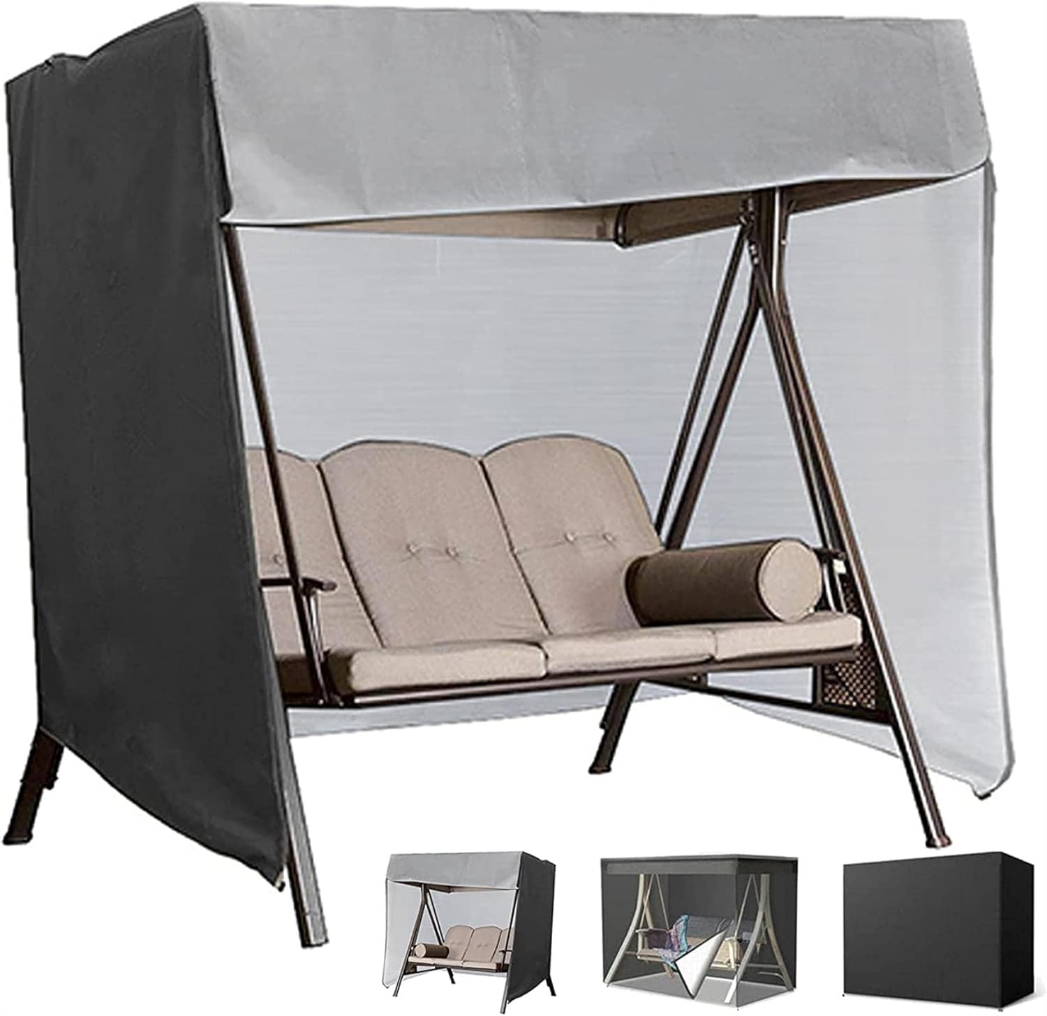 Garden Swing Seat Covers Waterproof Garden Patio Hammock Furniture Protective Cover Oxford Fabric Hammock Cover Swing Sunshield Covers - Black,160x120x170cm