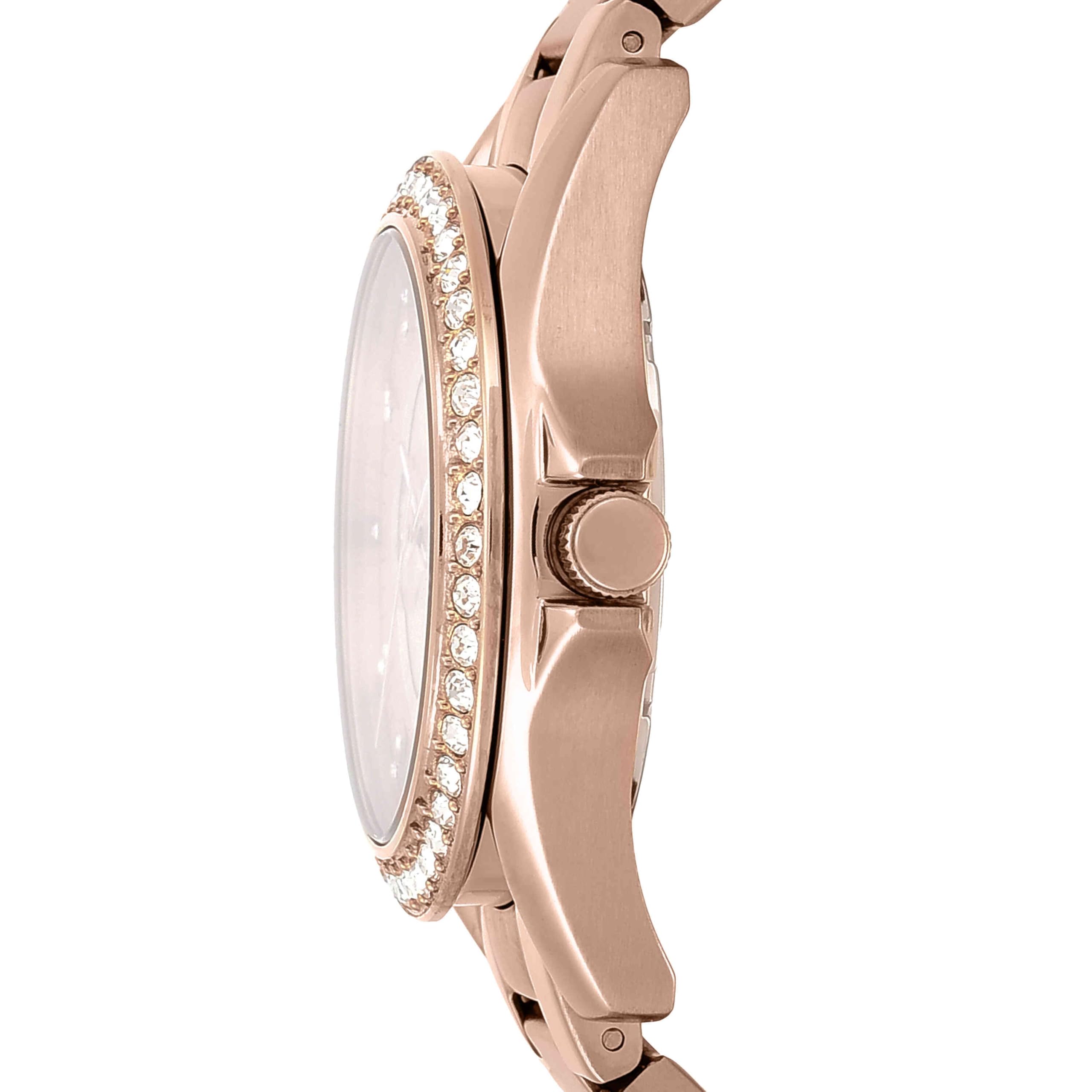 Fossil Riley Reloj para Mujer, Movimiento cronógrafo con Correa de Acero o Piel