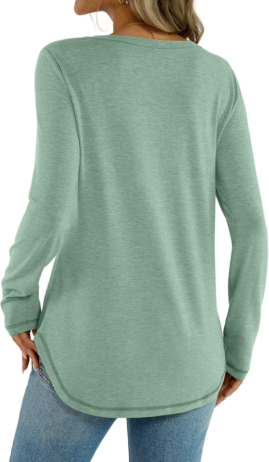 Womens Tunic Tops Long Sleeve Shirts Crew Neck Casual Tshirts Fall Fashion Outfits Clothes - Image 4