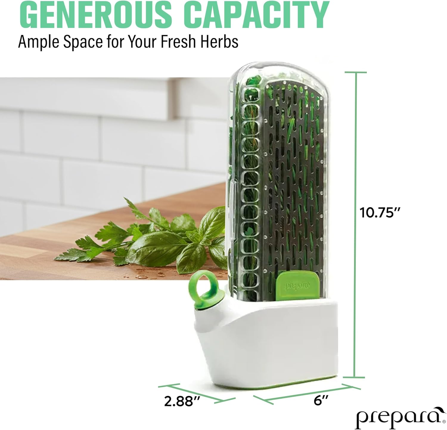 Prepara Herb Savor Deluxe Fresh Herb Keeper - Compact for Sleek Fridge Storage, BPA Free Plastic - Plant Hydration Container Prolongs Freshness Up to 3 Weeks - Dishwasher Safe (2-Pack)