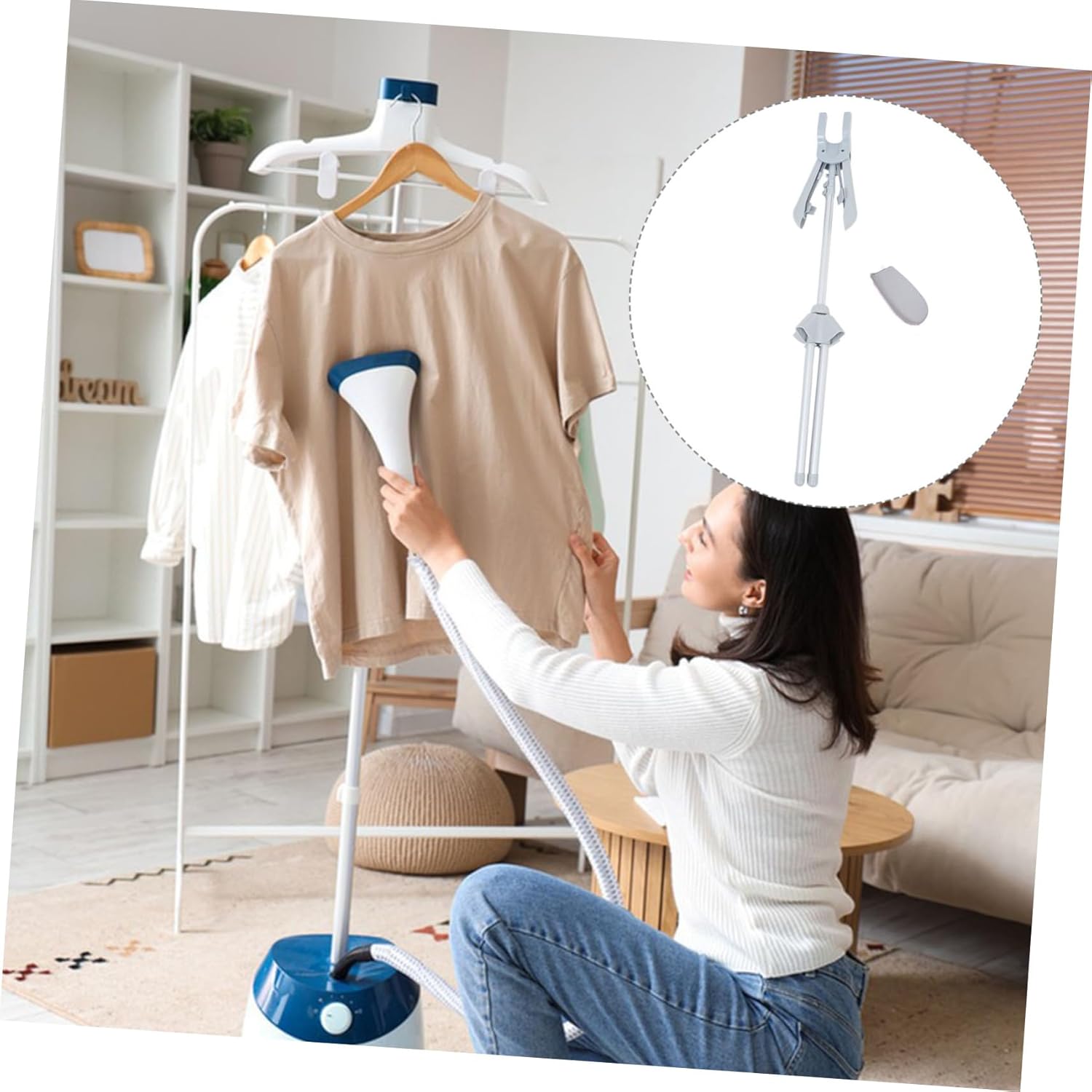 PRETYZOOM Adjustable Garment Rack Foldable Steam Iron Hanger Stand Handheld Ironing Rack Heavy Duty Clothing