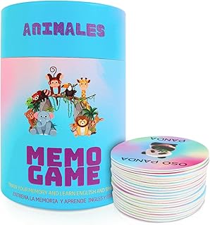 Comprar Juego Memory Bilingüe para Niños | 40 Piezas - Animales en Inglés y Español | Juego de Mesa Educativo para Niños de 4, 5, 6 Años | Desarrolla Memoria y Habilidades Cognitivas (Azul)