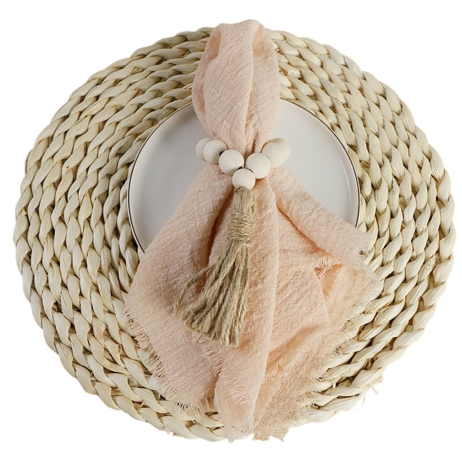 Table Napkins 4PCS 42x42cm Cotton Gauze Wedding Napkins,Retro Cheesecloth Table Decor, Muslin Tea Towels Dinner Rustic(4PCS Apricot)