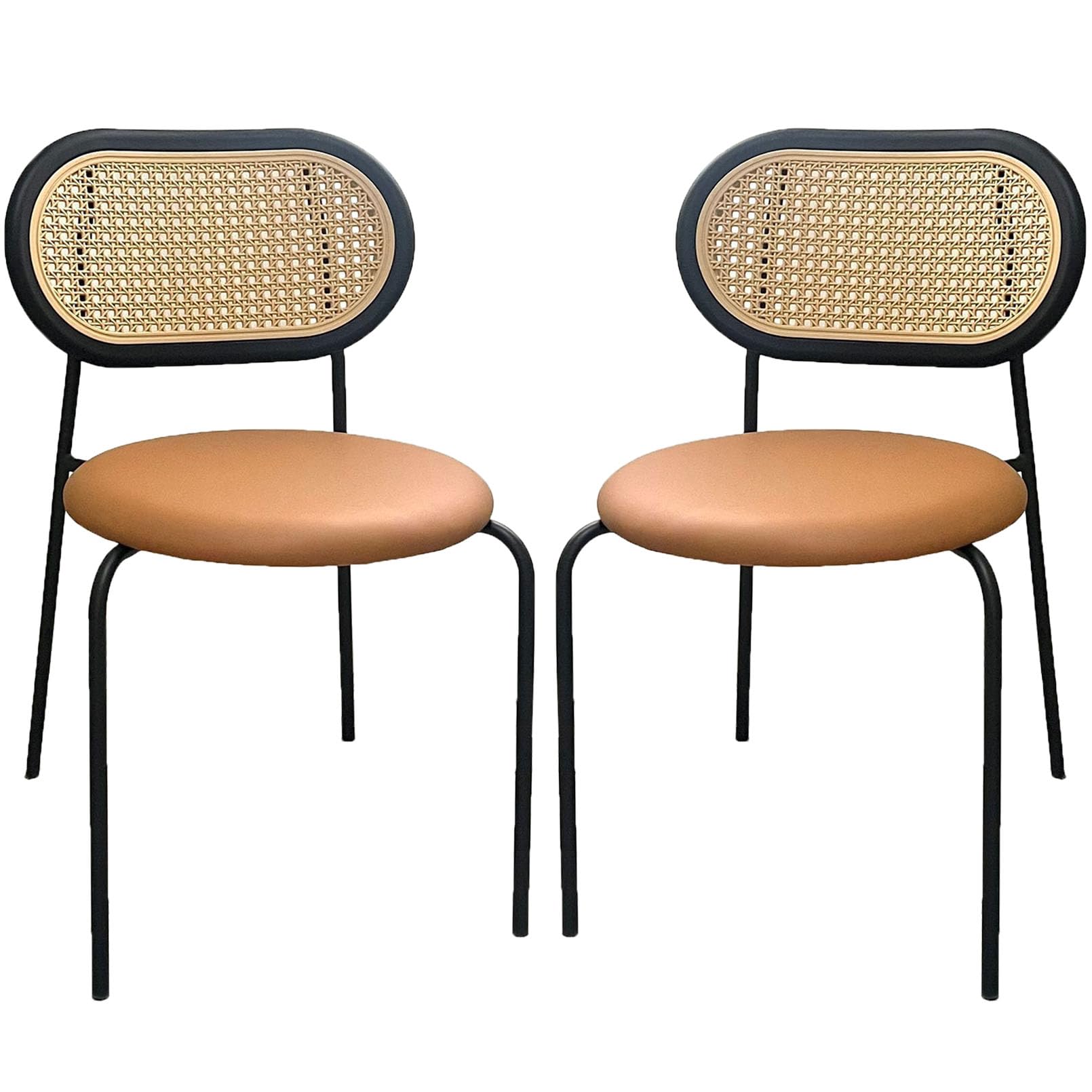 Chaises de salle à manger lot de 2 en cuir et bois pour salon et bureau