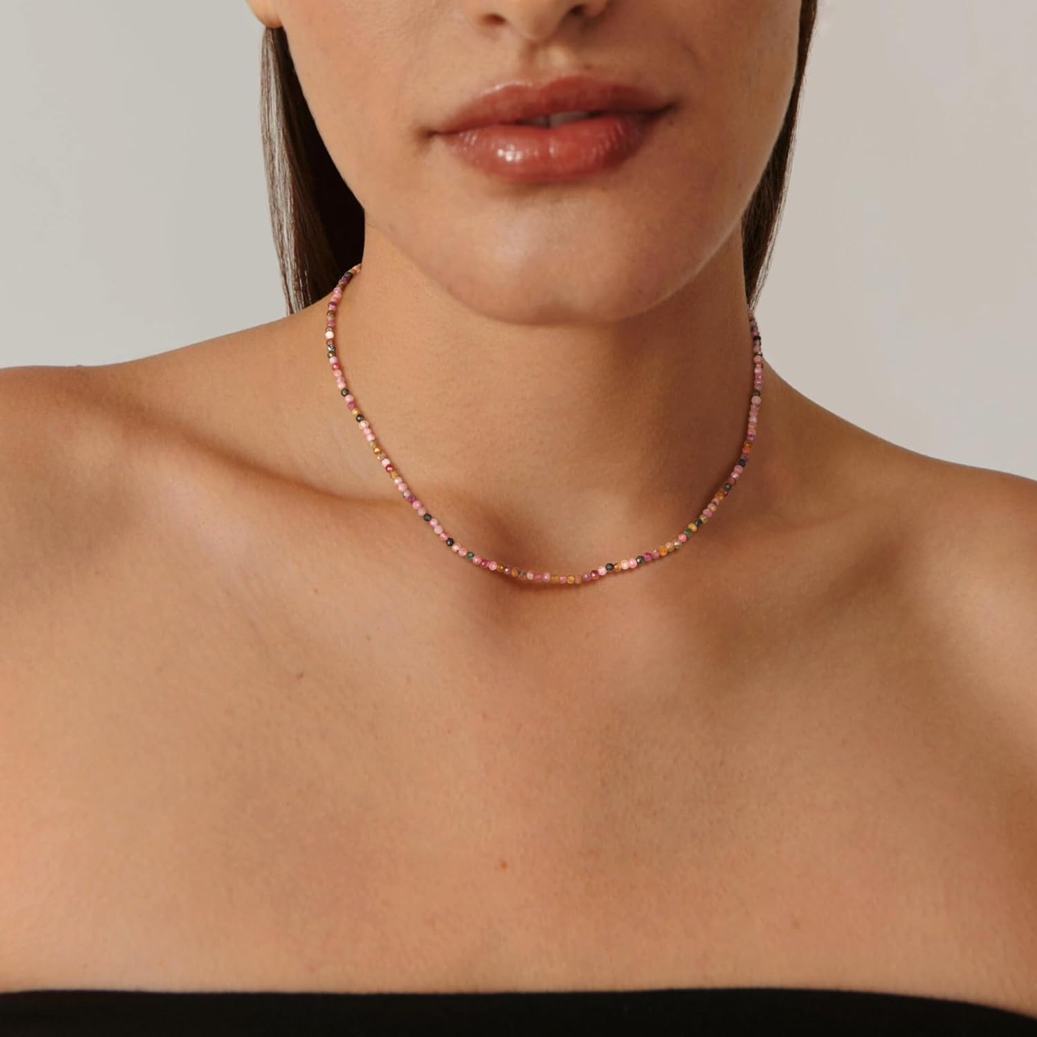 MEVECCO Gold Choker Necklace for Women 18K Gold Plated Handmade Stone Crystal Beaded Summer Necklace Jewelry Gifts For Her - Image 8