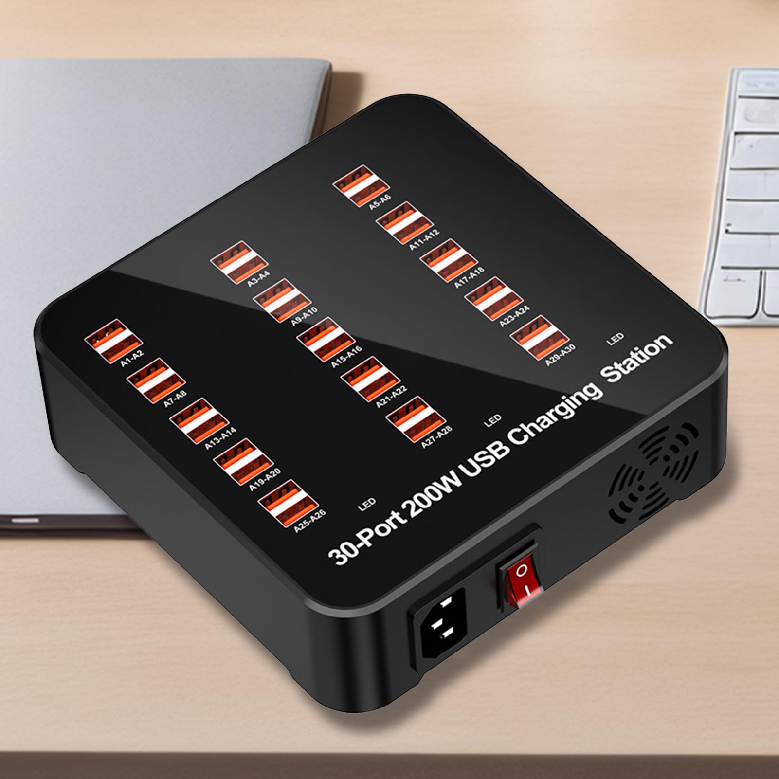 Estación de Carga USB Base de Carga Múltiple Puertos | Enchufe Inteligente para Teléfono Portátil Casa Coche Dormitorio Cocina Escuela Tableta