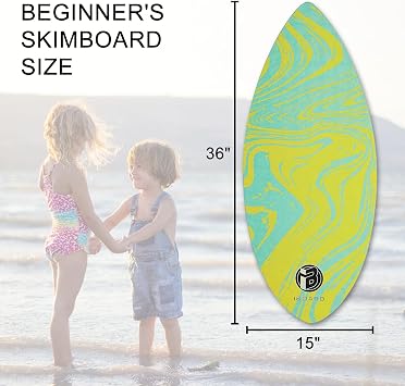 36” Skipper Skimboard with High Gloss Coat Wooden Skim Boards for Kids, Beginners, Teenagers and Adults Beach Skimboard 3 Color Traction Pad to Choose