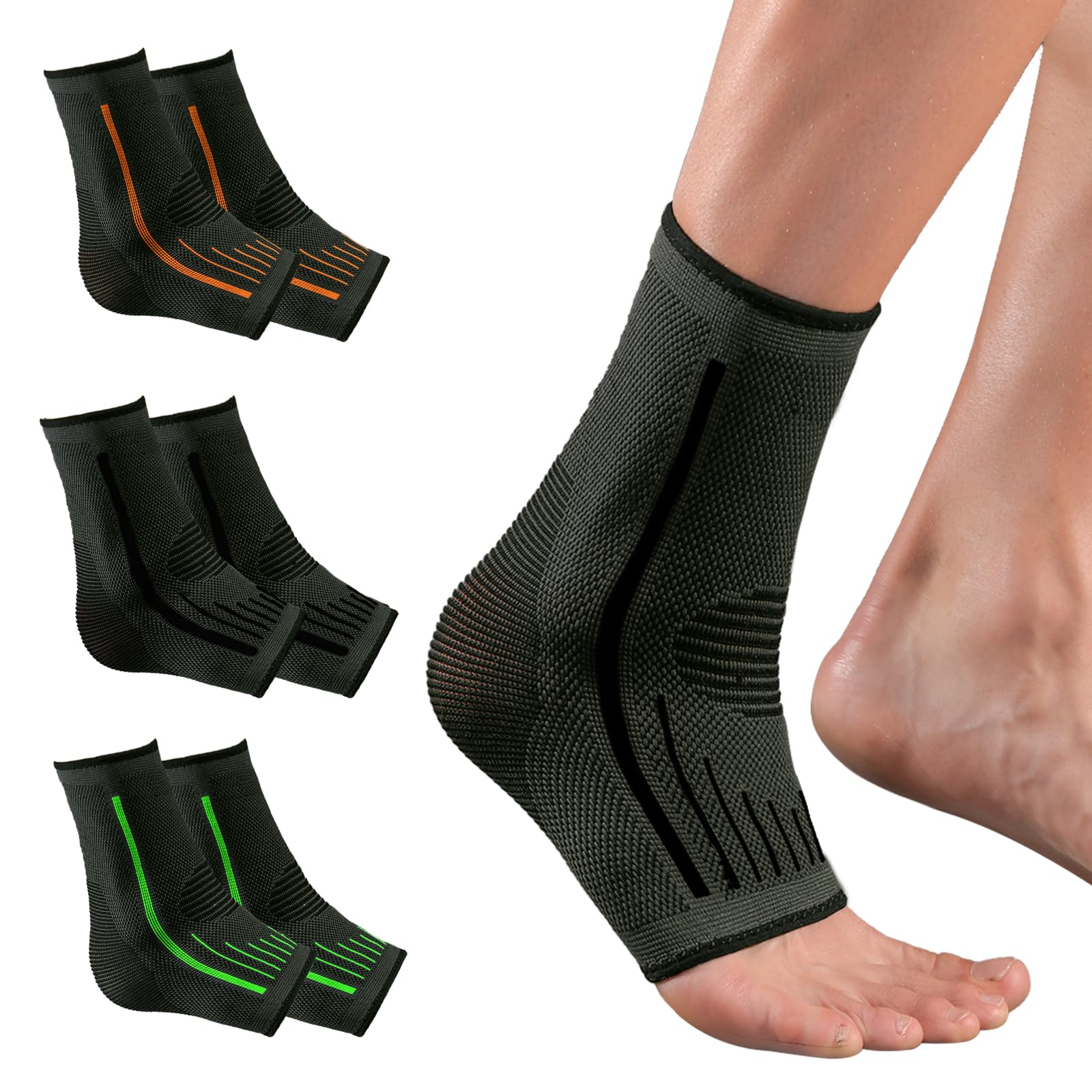 2 Pack Foot & Ankle Brace Compression Socks,Wrap &Ankle Support Compression Sleeve for Men & Women,support socks for Sprained Ankle,Heel Spurs,Injury Recovery,Achilles Tendonitis,Plantar Fasciitis