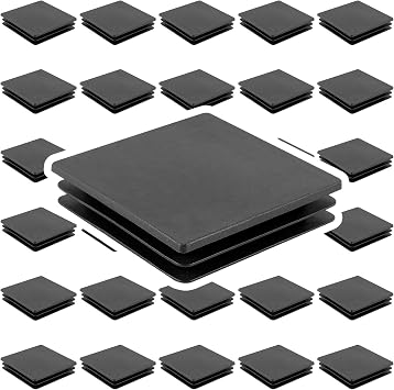 HOZEON 30 Pack 4 x 4 inches Square Plastic Plug, Thickened Durable Tubing End Caps, Square Tubing End Caps for Table Legs, Chair Legs, Fence Post Pipe Tube End, Furniture Sliding, Black