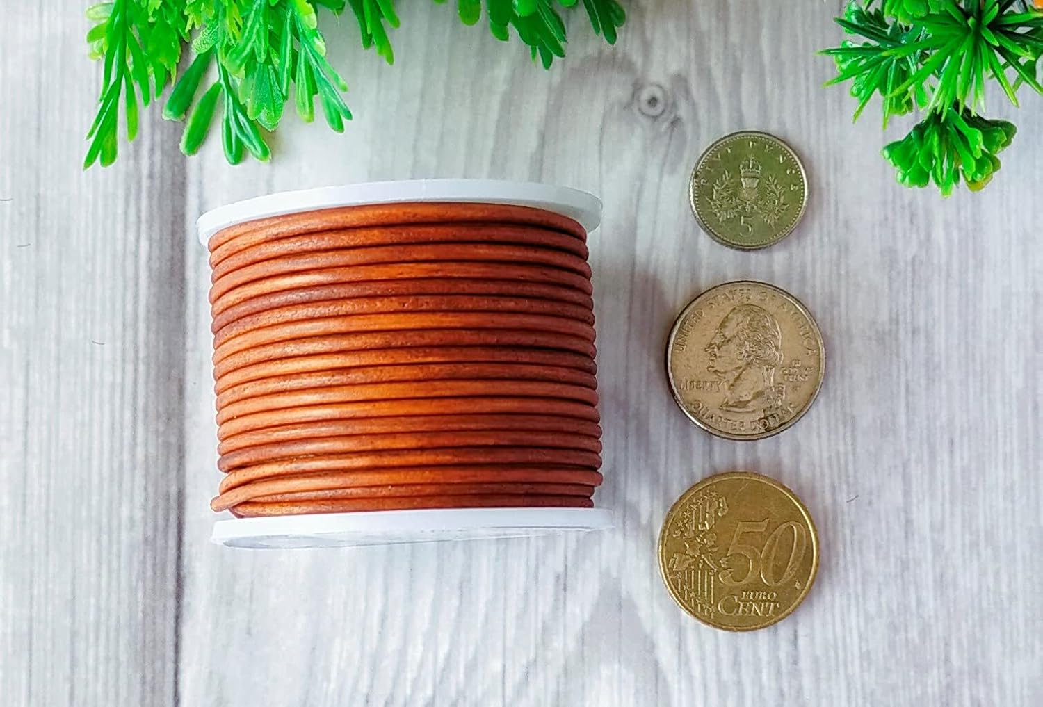 Cords Essentials Round Genuine Leather String Cord, Rope for Jewelry Making Necklaces, Bracelets, Kumihimo Braiding, Wraps - Image 3