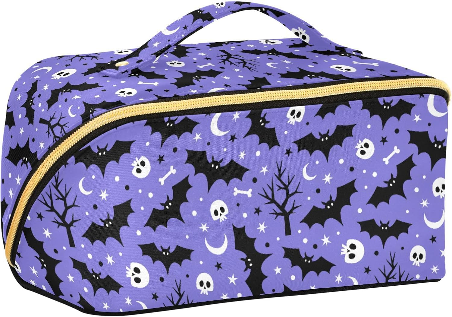 Makeup Organizer Bag, Halloween Bat Travel Makeup Bags Makeup Vanity Case Large Capacity Rhombus Cosmetic Toiletry Bag for Girl Women Ladies