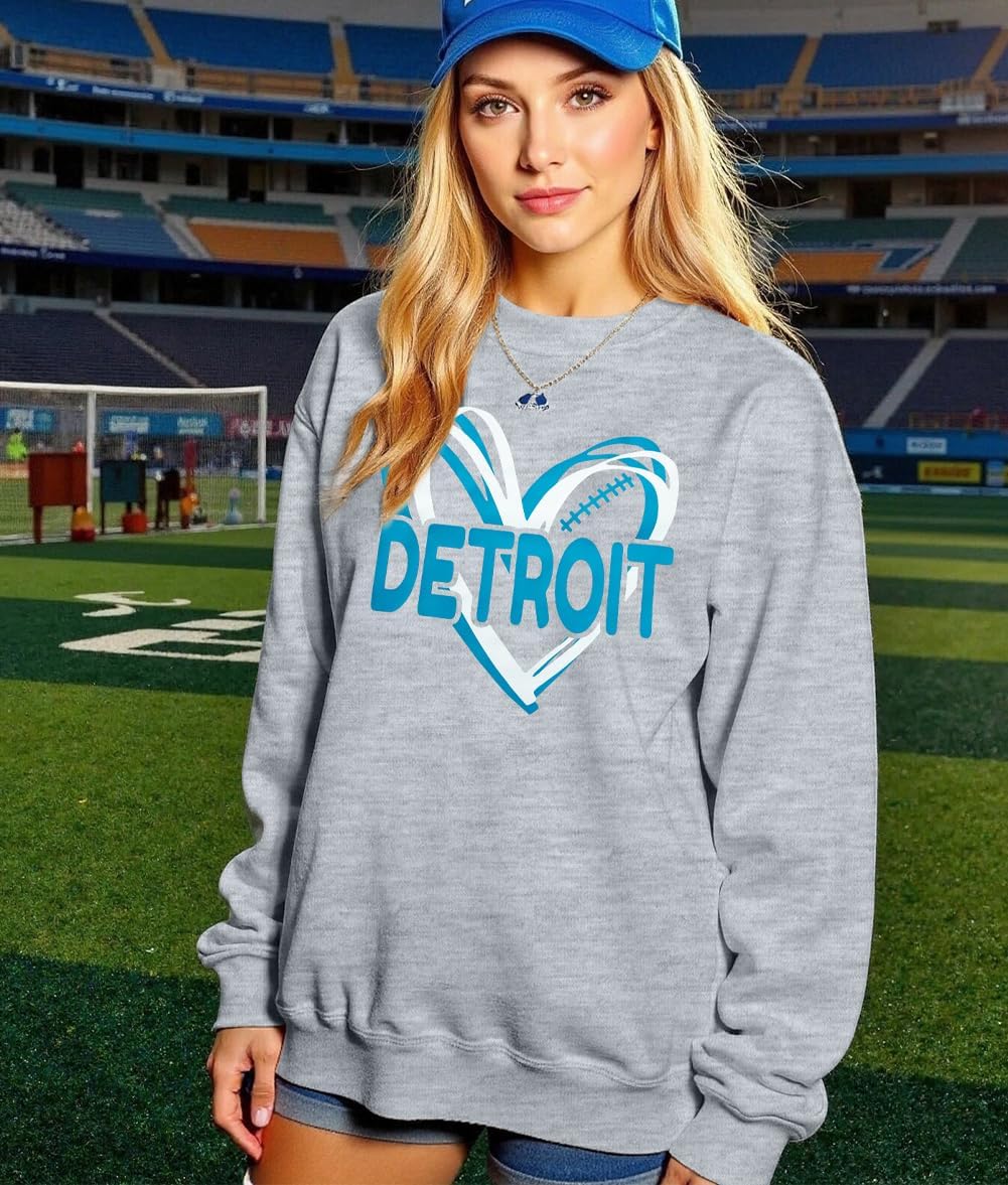 LOTUCY Football Sweatshirt Women Game Day Sweatshirts Football Team Fans Pullover Shirt Heart Graphic Long Sleeve Tops