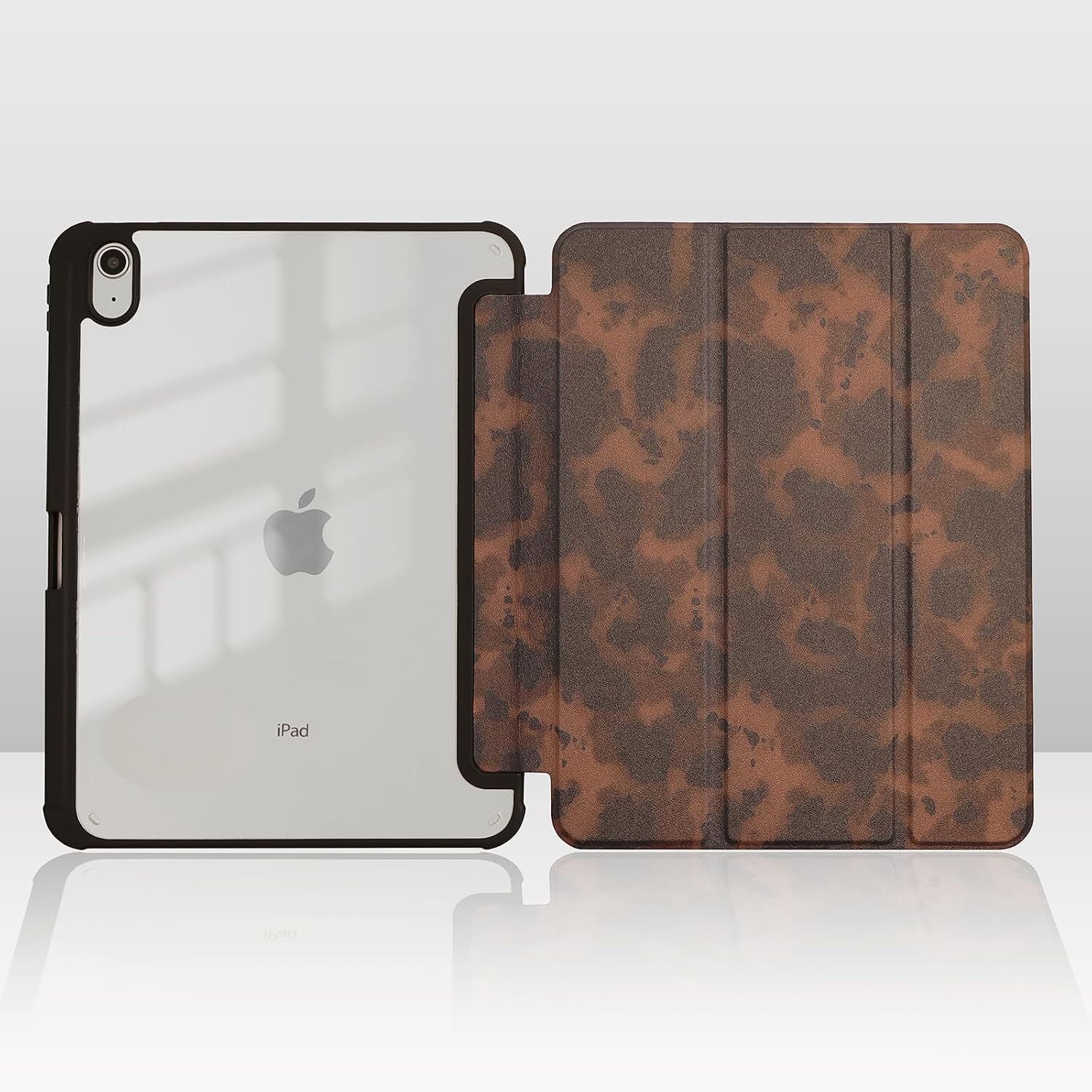 11 Inch Case for iPad (A16) 11th Gen 2025/10.9 Inch for iPad 10th Gen 2022 Case Tortoise Shell Leopard Aesthetic Design with Clear Transparent Back Cover with Pencil Holder-Brown image 2
