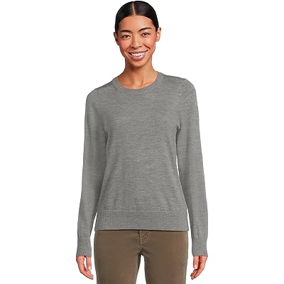 L.L.Bean Essential Merino Wool Crewneck Sweater light gray heather